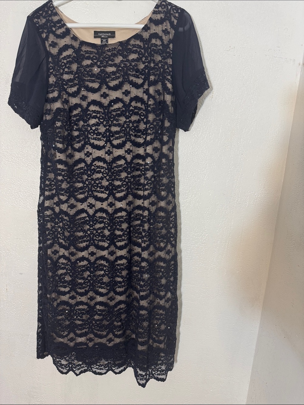 R & M Richards Blue Sheath Midi Dress Scoop Neck pre-owned